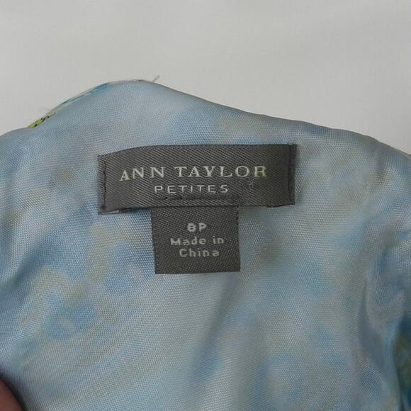 Ann Taylor Halter Midi Dress Sz 8 Petite Blue Green Paisley Floral Stripe Retro - Picture 3 of 13